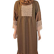 Одежда handmade. Livemaster - original item Boho dress brown with lace 