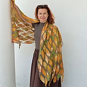 Аксессуары handmade. Livemaster - original item Scarf stole as a gift for a woman on March 8 Wide felted silk scarf. Handmade.