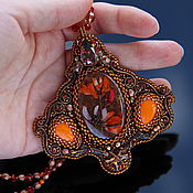 Украшения handmade. Livemaster - original item Beaded pendant with dried flowers and swarovski crystals. Handmade.