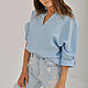 Blue linen top. Shirts. e-fashionspb. Online shopping on My Livemaster.  Фото №2