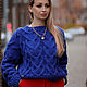 Jerseys: Women's large knit sweater with braids oversize cornflower blue. Sweaters. Kardigan sviter - женский вязаный свитер кардиган оверсайз. My Livemaster. Фото №4