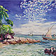 A small watercolor painting of the tropics sea. Palm Trees To buy a picture. Pictures. pirogov-maxim. My Livemaster. Фото №4