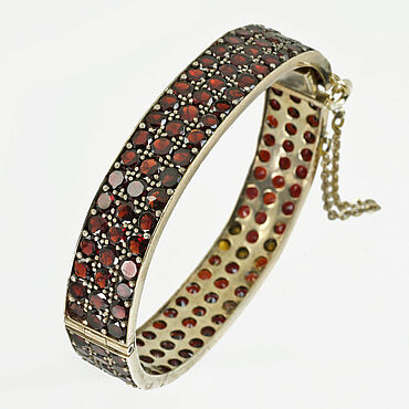 Винтаж ручной работы. Ярмарка Мастеров - ручная работа Винтаж: Старинный браслет золото и серебро гранаты [j35486]. Handmade.