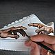 Кроссовки белые,кастом кроссовок Nike Air Force унисекс,ручная роспись. Кроссовки. Olgavolgoart. Роспись одежды и обуви. Кастом. Ярмарка Мастеров.  Фото №14