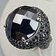 Silver ring with black onyx 18 mm and cubic zirconia, Rings, Moscow,  Фото №1