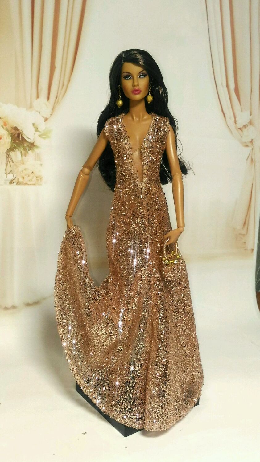 Нарядное платье в горошек для куклы Барби