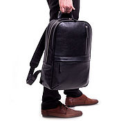 Мужской рюкзак кожаный "Franco" (Черный)