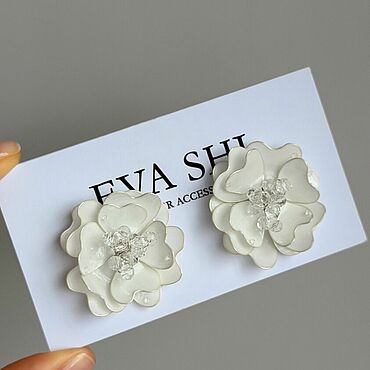 Украшения ручной работы. Ярмарка Мастеров - ручная работа Серьги цветы свадебные витраль. Handmade.