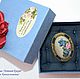 brooch, brooch flowers, brooch embroidery brooch with embroidered flowers, blue flowers, gray brooch, fashion jewelry, embroidered jewelry with flowers