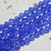 Материалы для творчества handmade. Livemaster - original item Biconuses 4 mm 45 pcs on a string Blue glacier. Handmade.