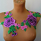 Материалы для творчества handmade. Livemaster - original item Embroidery, applique. Purple peonies. Handmade.