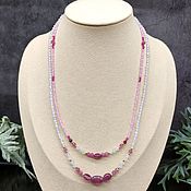 Работы для детей, handmade. Livemaster - original item Women`s beads made of natural rubies and zirconium stones. Handmade.