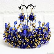 Украшения handmade. Livemaster - original item Blue large crown of stones Dolce Gabbana style. Handmade.