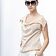  Lt_014bel_len Top with collar, color white/linen, Tops, Moscow,  Фото №1