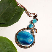 Украшения handmade. Livemaster - original item Blue agate pendant.. Handmade.