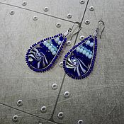 Украшения handmade. Livemaster - original item Drop earrings blue with glass lampwork. Handmade.