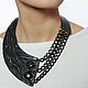 Necklace made of the skin of the Face. Leather necklace with chains, Necklace, Gus-Khrustalny,  Фото №1