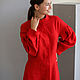 Linen dress with a stand-up collar in red. Dresses. molinialife. Online shopping on My Livemaster.  Фото №2