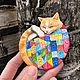  Котик в лоскутном одеяле, Брошь-булавка, Ковдор,  Фото №1