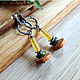 Amber. Earrings 'Equilibrium' amber sterling silver turquoise-press, Earrings, Moscow,  Фото №1