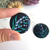 Украшения handmade. Livemaster - original item Transparent Round Black Earrings Resin Flowers Lilac Black Green. Handmade.