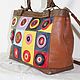 Leather woman brown artistic handbag Kandinsky's Circles". Classic Bag. Leather  Art  Phantasy. My Livemaster. Фото №5