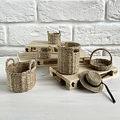 Куклы и игрушки handmade. Livemaster - original item Doll Miniature Wicker Storage Baskets Set Dollhouse. Handmade.