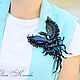 Black Brooch Firebird leather crown gift for the woman, Brooches, Kursk,  Фото №1
