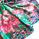 Order Shawls: Batik Scarf 'Peonies in turquoise' Natural silk satin. Silk Batik Watercolor ..VikoBatik... Livemaster. . Shawls1 Фото №3
