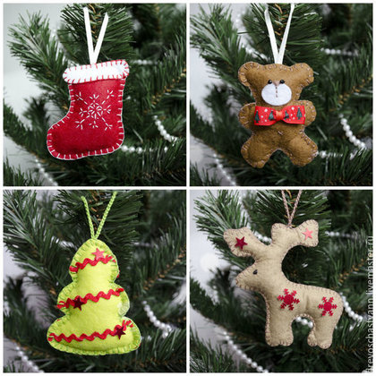 Елочные игрушки из фетра. Мастерская Дерево Счастья (drevoschastyann). Handmade.