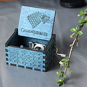 Подарки к праздникам handmade. Livemaster - original item Game of Thrones music box Blue with direwolf. Handmade.