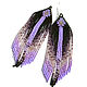 Earrings-brush: Beaded Earrings, Lilac Thread, Long Brushes, Tassel earrings, St. Petersburg,  Фото №1