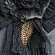 Большая брошь - бант " Dark boho ". Брошь-булавка. Elena. Ярмарка Мастеров.  Фото №5