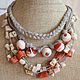 A necklace Born of the sea, linen necklace with coral and shell orange. Necklace. Ritasdreams (ritasdreams). My Livemaster. Фото №6