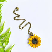 Украшения handmade. Livemaster - original item Sunflower pendant made of polymer clay Pendant on a chain Flower Pendant. Handmade.