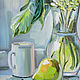 Pintura al óleo de la Hortensia verde Suave. Pictures. Dubinina Ksenya. Интернет-магазин Ярмарка Мастеров.  Фото №2