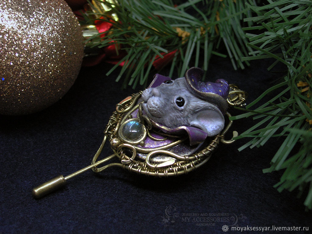 Brooch-pin: Mouse-the little wizard, Brooches, Moscow,  Фото №1