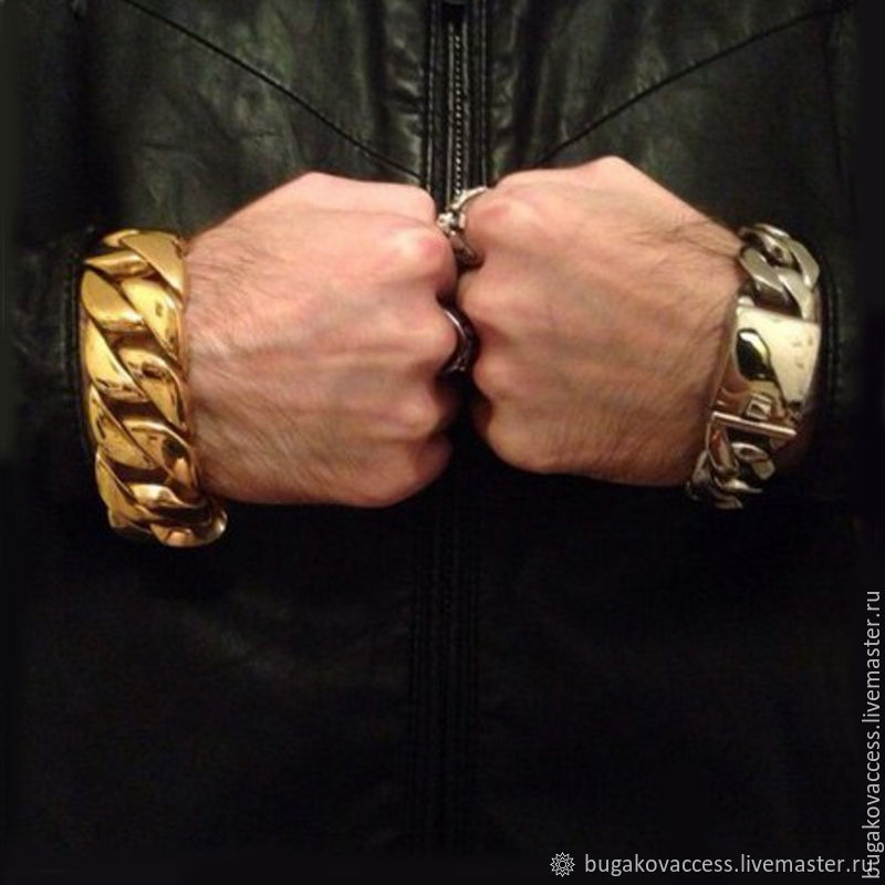 Золотой браслет мужской на руку толстый