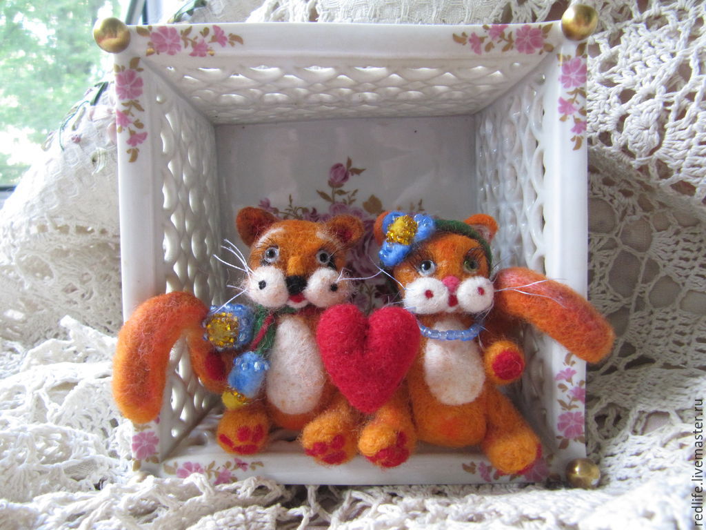 Войлочная валяная игрушка из шерсти Котята "Жених и невеста" в интернет ...