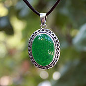 Украшения handmade. Livemaster - original item Julie pendant with natural jadeite made of 925 sterling silver SP0097. Handmade.