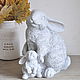 Zaychiha with rabbit figurine, concrete Provence garden decor, Figurines, Azov,  Фото №1