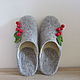 Women's Slippers Currant felt from Merino wool with prevention. Slippers. Obuffca. My Livemaster. Фото №4