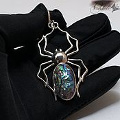 Украшения handmade. Livemaster - original item suspension: Pendant made of silver with mother-of-pearl heliotis Spider. Handmade.