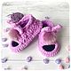 Тапки вязаные на войлочной подошве «Зайки». Тапочки. Sunny_funny_gifts. Интернет-магазин Ярмарка Мастеров.  Фото №2