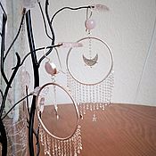 Украшения handmade. Livemaster - original item Ring earrings in 925 silver with rose quartz and moonstones. Handmade.
