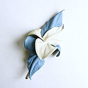 Украшения handmade. Livemaster - original item Brooch needle on lapel flower The Sky Blue White ecru milk. Handmade.