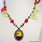 Украшения handmade. Livemaster - original item Painting: Necklace with pendant, necklace, pendant, leaves, cats. Handmade.