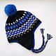 Nordic Ski Hat Woolen earflaps on fleece with pompom for snowboard, Hat with ear flaps, Moscow,  Фото №1