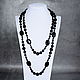 Long large beads natural black agate, Beads2, Moscow,  Фото №1