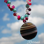 Украшения handmade. Livemaster - original item Sea berry - necklace with large agate pendant. Handmade.
